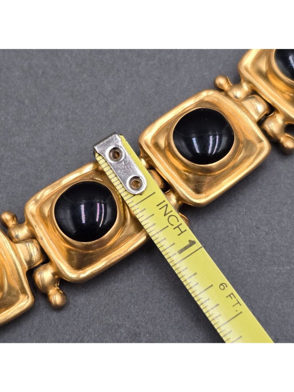 Victorian Revival Book Chain Statement Necklace 30" Gold Tone Black Glass - Picture 11 of 15